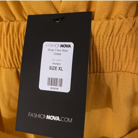 Fashion Nova Golden Mustard Yellow flowing Maxi Dress Nwt Size XL - Picture 12 of 16